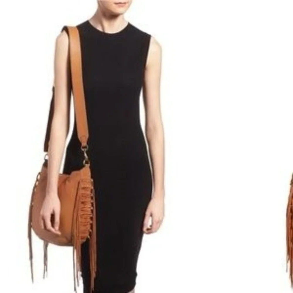 Rebecca Minkoff Lima Hobo Black Suede‎ Leather Crossbody Bag without Fringe